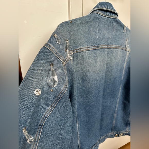 MSGM Oversized Denim Jeweled Jacket, Size 40 / Small - Picture 10 of 14
